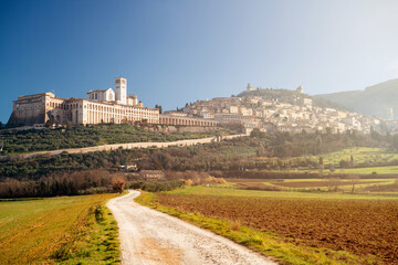 Assisi, Italy with the Basilica of Saint Francis of Assisi - obrazy, fototapety, plakaty