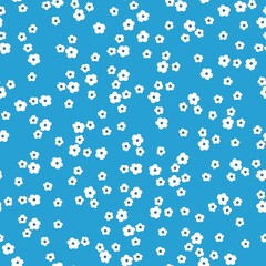 Seamless vintage pattern. Small white flowers. Bright blue background. vector texture. fashionable print for textiles, wallpaper and packaging.