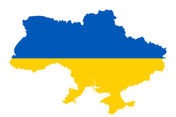 The shape of  Ukraine map colored in the colors flag