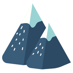 Snow mountain vector illustration in flat color design