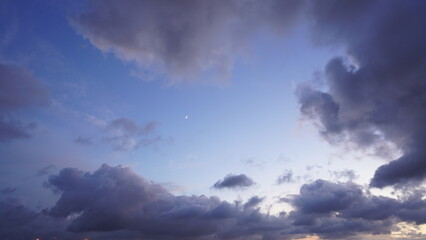 The beautiful sunset view with the colorful clouds and sky in the city