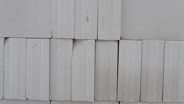 Close up view of a stack of silicate bricks