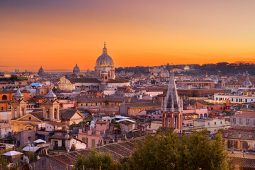 Fototapeta na wymiar Rome, Italy Skyline with Historic Buildings at Dusk