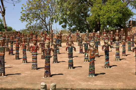Group of stone statues at Rock Garden Of Chandigarh, India