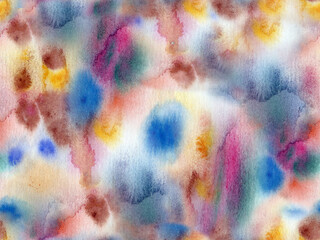 Seamless watercolor colorful background with randomly placed spots