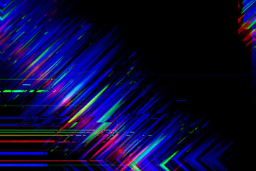 Abstract blue, green, pink background with interlaced digital glitch and distortion effect. Futuristic cyberpunk design. Retro futurism, webpunk, rave 80s 90s cyberpunk aesthetic techno neon halftone