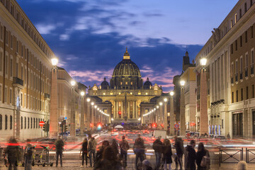 Vatican City with St. Peter's Basilica at Twilight - obrazy, fototapety, plakaty