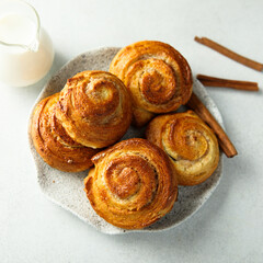 Homemade cinnamon rolls on a plate