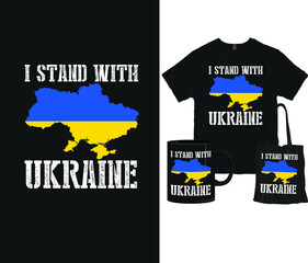 Fototapeta premium I stand with Ukraine. Stop War. Support Ukraine SVG EPS. Tshirt Mug Wall Art. Anti War Protest. Ukraine sublimation. Stand for. Pray for Ukraine.