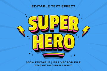 Editable text effect Super Hero 3d Traditional Cartoon template style premium vector - obrazy, fototapety, plakaty