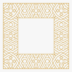 Circular decorative gold frame.