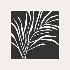 Minimalist botanical plant logo with leaves abstract collage
