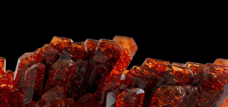 red gemstones isolated on black 3D computer generated image
