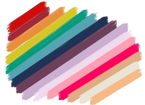Multicolor hand painted lines set for your decor and design.Colorful lines. Geometric background.