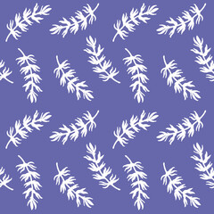 Naklejka na ściany i meble Seamless pattern in trendy purple color. Very Peri - Color of the Year 2022 . Botanical pattern 