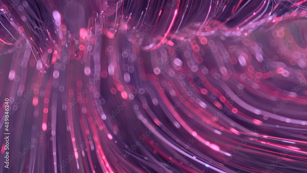 Poster pink magic light trails. abstract dreamlike background. 3d render seamless loop animation