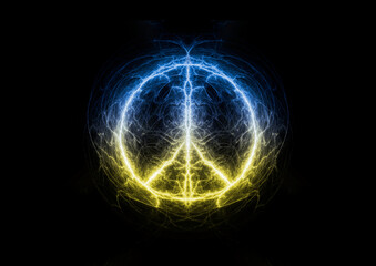 Peace symbol in Ukrainian flag colors