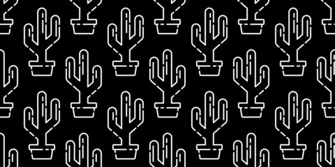 cactus seamless pattern vector Desert botanica flower garden plant cartoon tile background repeat wallpaper doodle illustration design black scarf isolated