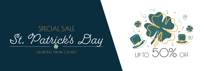St. Patrick's Day sale banner.