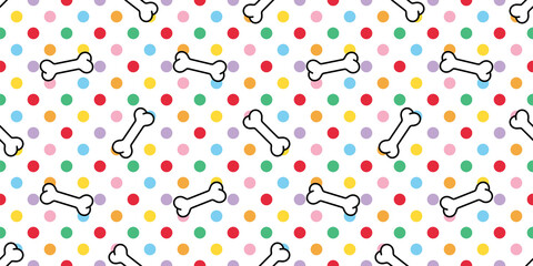dog bone seamless pattern polka dot french bulldog vector paw footprint puppy pet breed cartoon doodle repeat wallpaper tile background illustration design isolated