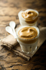 Homemade iced coffee drink for two