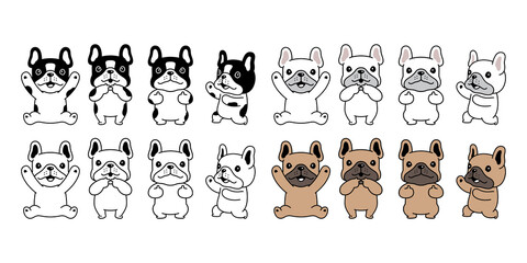 dog vector french bulldog icon puppy character cartoon pet symbol tattoo stamp scarf illustration design isolated - obrazy, fototapety, plakaty