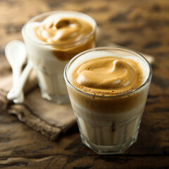 Homemade iced coffee drink for two