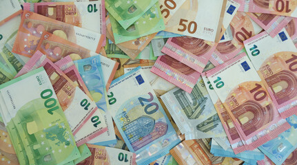 colorful euro banknote mix flat background