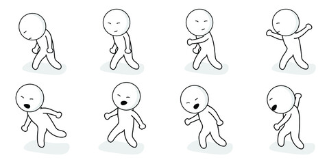 Cute White in Different Action Character