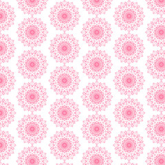 Seamless vector mandala in pink color. Ethnic drawing.