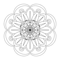 A design element. Mandala coloring book. Anti-stress coloring. Vector illustration drawn by hand with a black line. Decorative round decoration for coloring books, greeting cards. Isolated pattern