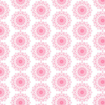 Seamless vector mandala in pink color. Ethnic drawing.