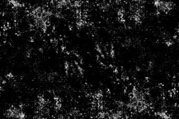 Scattered white grunge texture on a black metal sheet for background