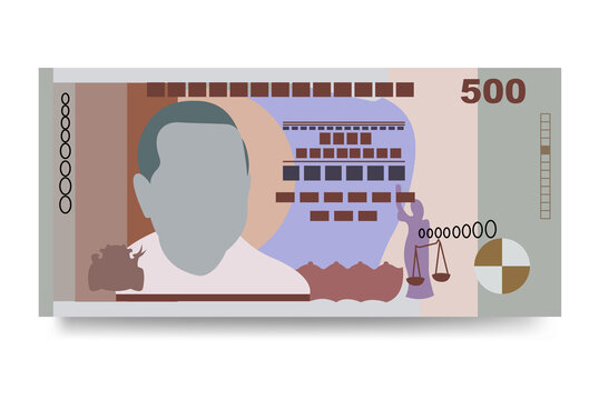Mauritius Rupee Vector Illustration. Mauritian money set bundle banknotes. Paper money 500 MUR. Flat style. Isolated on white background. Simple minimal design.