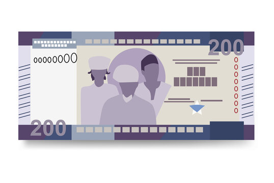 Liberian Dollar Vector Illustration. Liberia money set bundle banknotes. Paper money 200 LRD. Flat style. Isolated on white background. Simple minimal design.