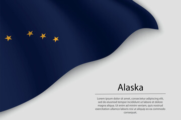 Obraz na płótnie Canvas Wave flag of Alaska is a state of United States.