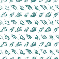 Cute seamless pattern of leaves in nature style. Vector illustration. Use for wallpaper, print packaging paper, fabrics