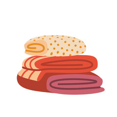 Red and yellow blankets, vector flat illustration, isolated, cartoon.