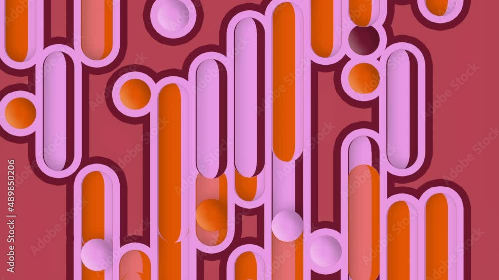 Fototapete endless movement pattern of colored geometric shapes 3d render loop animation hd