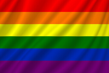 LGBT flag. The LGBT pride flag or rainbow pride flag includes the flag of the lesbian, gay, bisexual, and transgender LGBT organization. Flag with ripples. Illustration.