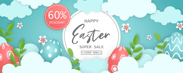 Easter sale horizontal banner template