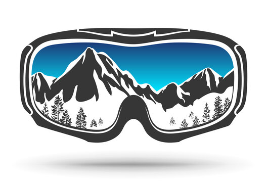 Ski goggles. Snowboard goggles. Logo. Isolated on white.