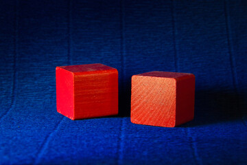Two red building blocks for children / drawing reference