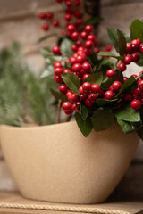 Red berries decorations in the interior