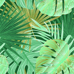 bright seamless vector patterns with juicy bright colorful tropical plants. Tropical seamless patterns for surface design and textile design.