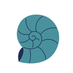 Cute underwater shell, marine animals, shellfish. Flat vector illustration in cartoon style isolated on white background.