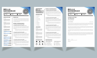Creative Minimalist White Resume and Cover Letter Template Design, Resume Layout