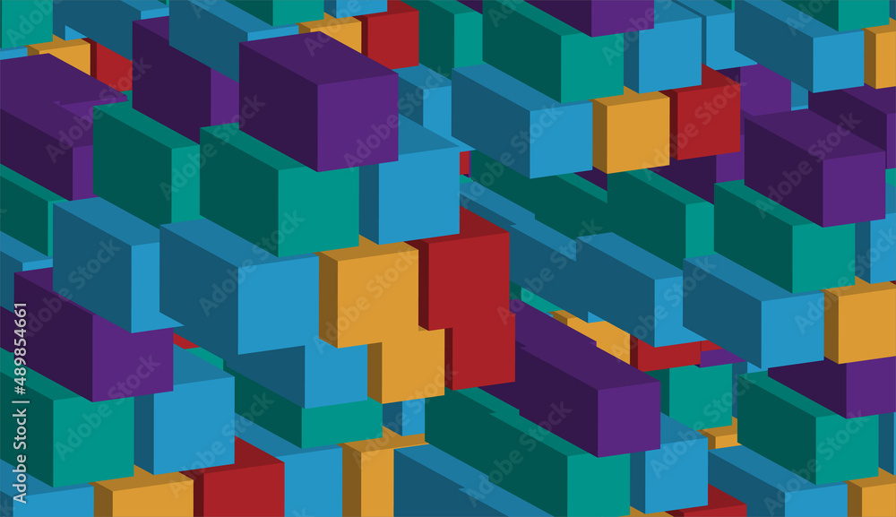 Poster abstract background with stack of colorful 3d squares. vector illustration