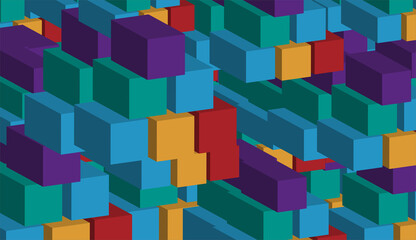 Obraz premium Abstract background with stack of colorful 3d squares. Vector illustration