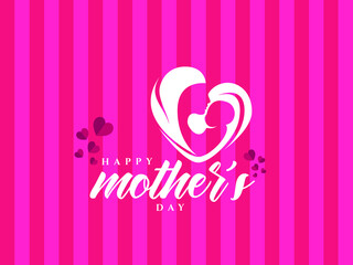 Happy mother's day Logo Love card celebration design with flower and typography letter on pink background